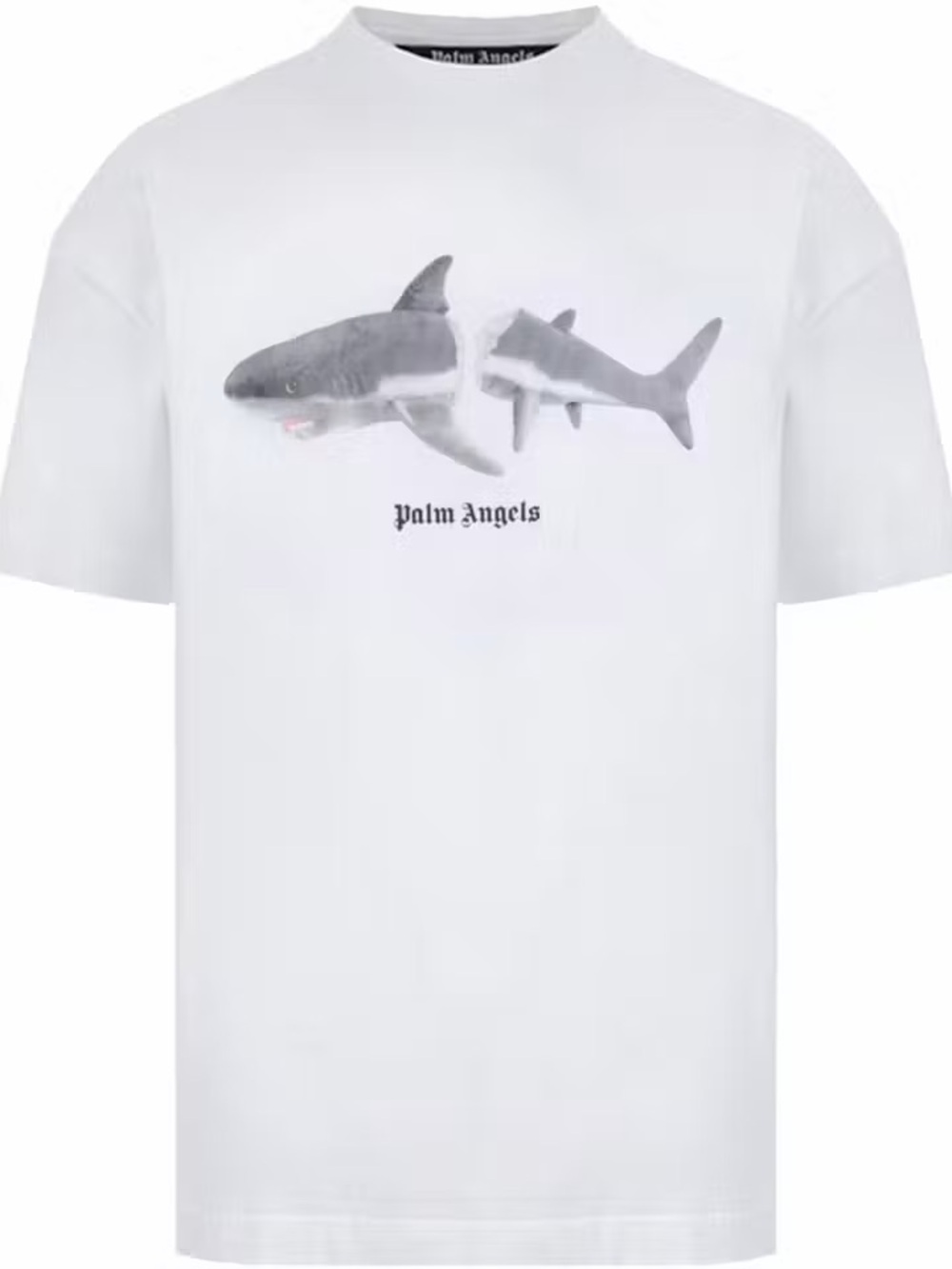 Palm Angels White T-Shirt with Broken Shark Graphic